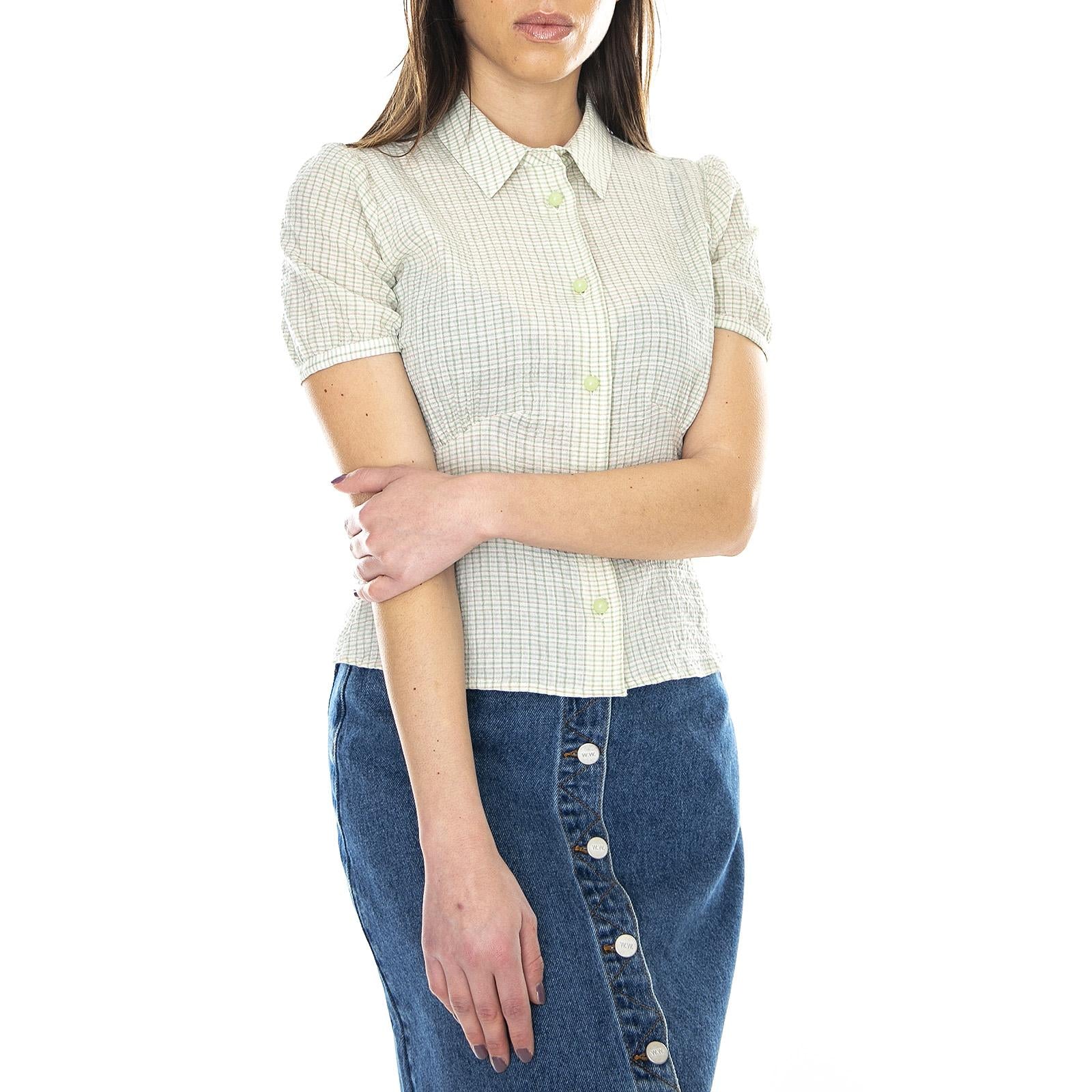 Lila Shirt - Green Check - Camicia Maniche Corte Donna Multicolore 12011707-1182-GREEN CHECK  WOOD WOOD 