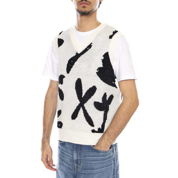 Amir Sweater Vest Unbleached Multi - Giacca Smanicata Uomo Bianca / Multi 151000071 UBL OBEY 