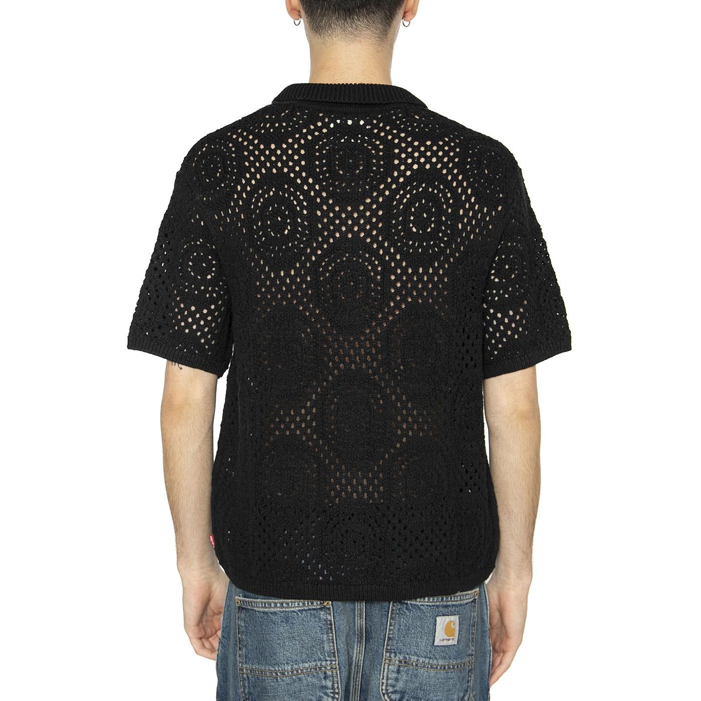 Sweater Camp Shirt Pointelle Crochet Jet - Camicia Maniche Corte Uomo Nera 0013G-0002 . LEVIS 