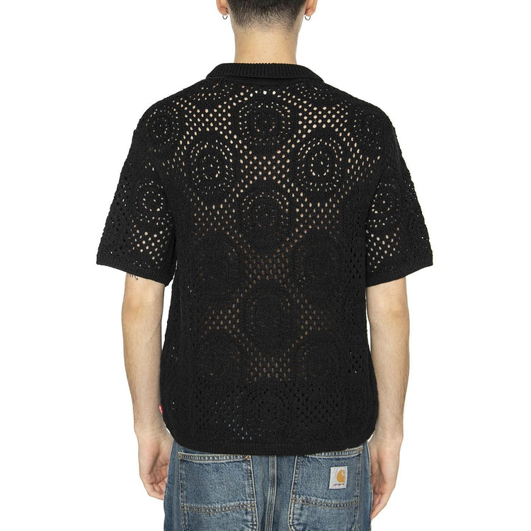 Sweater Camp Shirt Pointelle Crochet Jet - Camicia Maniche Corte Uomo Nera 0013G-0002 . LEVIS 
