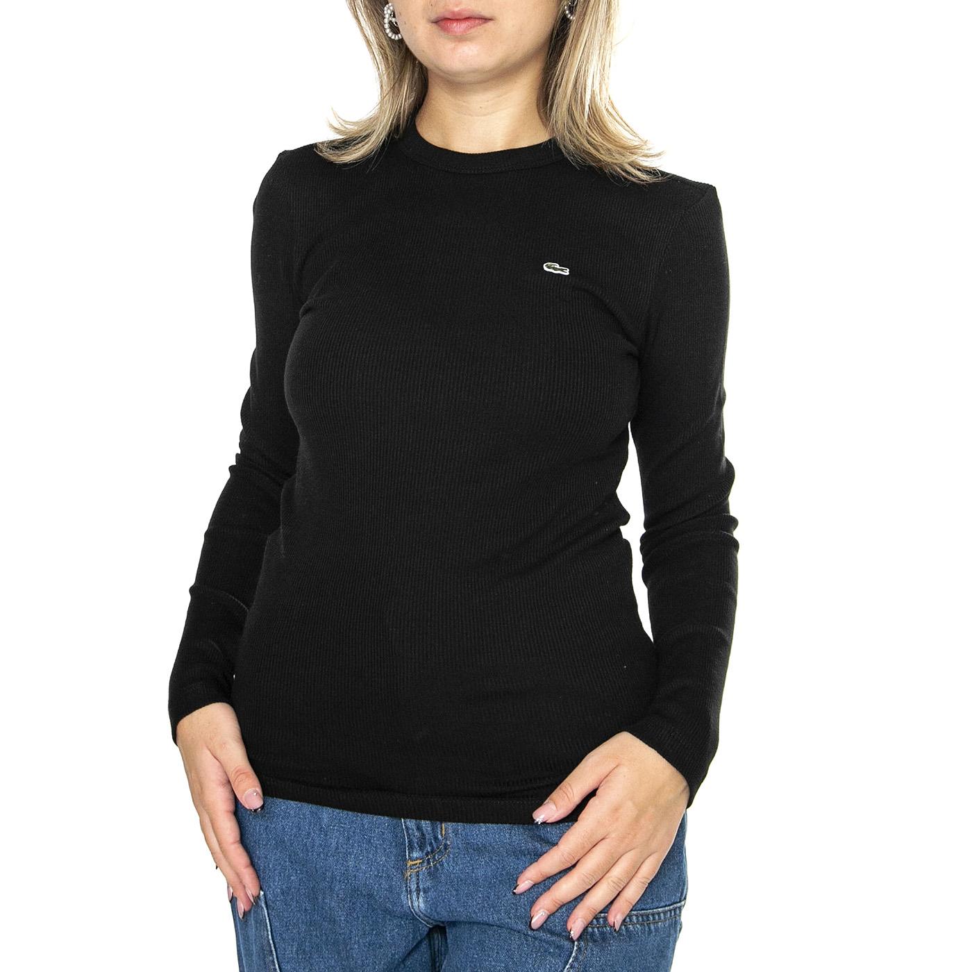 T-Shirt TF1692-031 Black - Maglietta Girocollo Maniche Lunghe Donna Nera TF1692-031  LACOSTE 