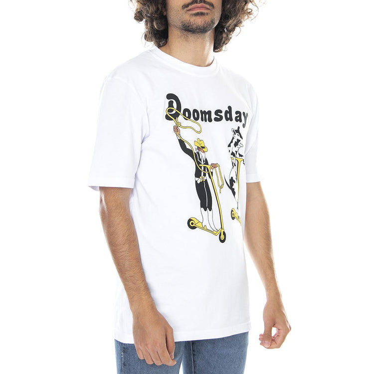 Mens Modern Cowboy T-Shirt - White - Maglietta Girocollo Uomo Bianca 0262WHT . DOOMSDAY 