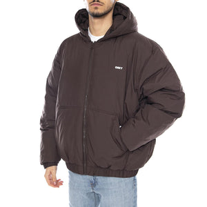 Retreat Hooded Jacket -- Giacca Uomo Marrone con Cappuccio 121800547 JVA OBEY 