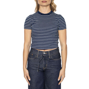 Cropped Tee Ombre Indigo Stripe - Maglietta Girocollo Donna Blu 112363477  LEE 