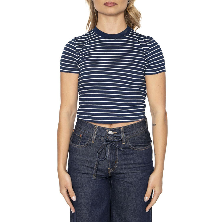 Cropped Tee Ombre Indigo Stripe - Maglietta Girocollo Donna Blu 112363477  LEE 