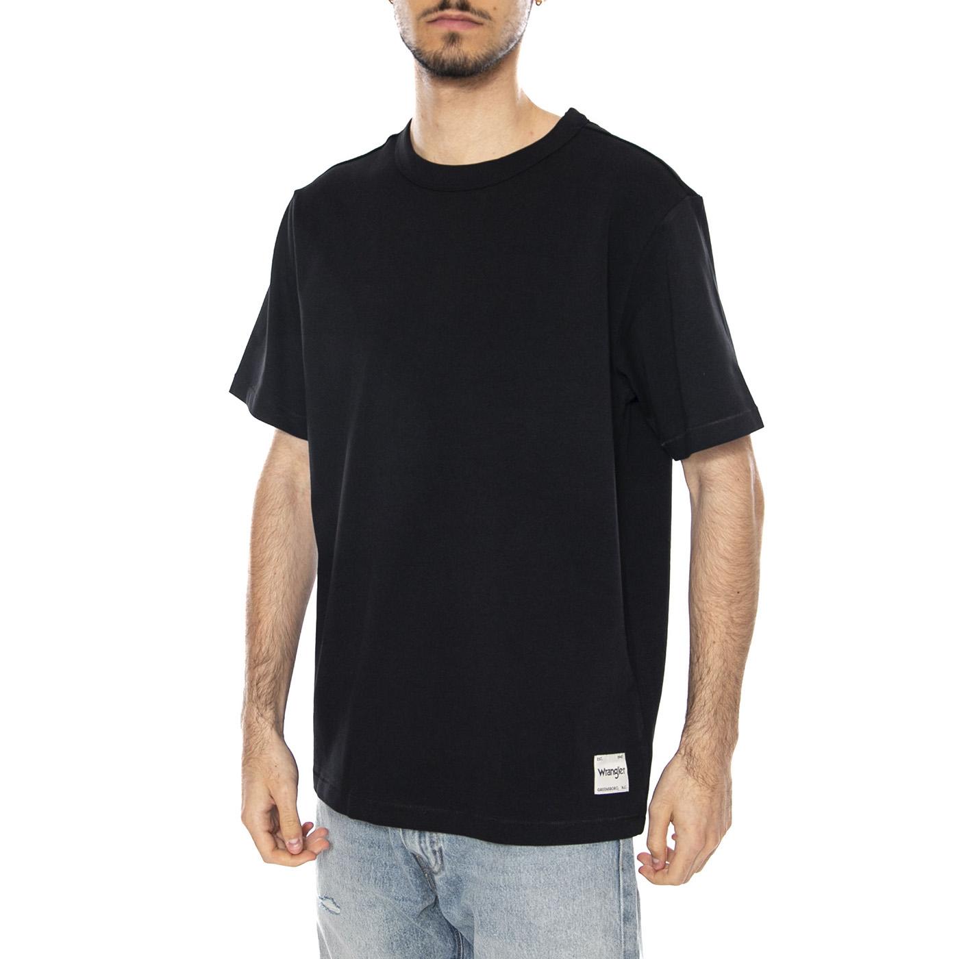 SS Solid Tee Black - Maglietta Girocollo Uomo Nera 112365120 BLK WRANGLER 