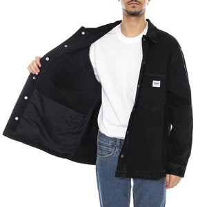 Relaxed Worwear Overshirt No Break Black - Giacca Sovracamicia Uomo Nera 112370473  LEE 