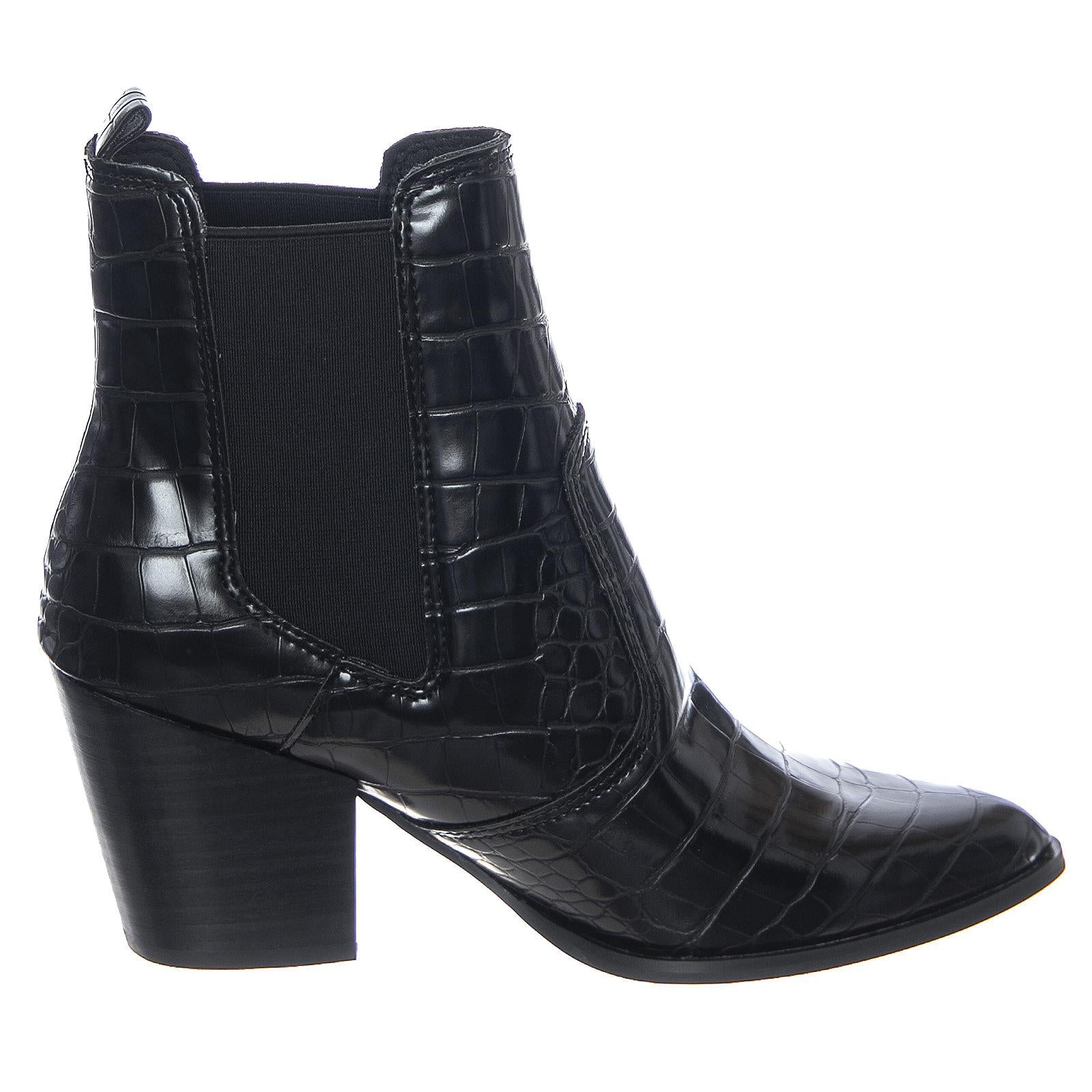 Patricia Croco Boots - Black - Stivaletti alla Caviglia Donna Neri SMSPATRICIA-BLKCRO  STEVE MADDEN 