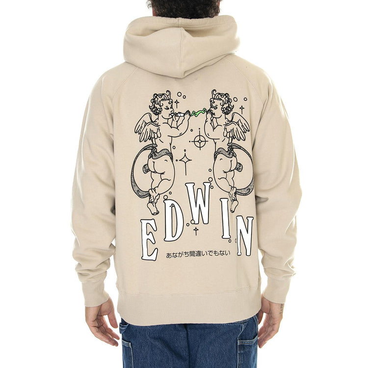 Angles Hoodie Sweat White Pepper - Felpa con Cappuccio Uomo Beige I032500.1MZ.67.  EDWIN 