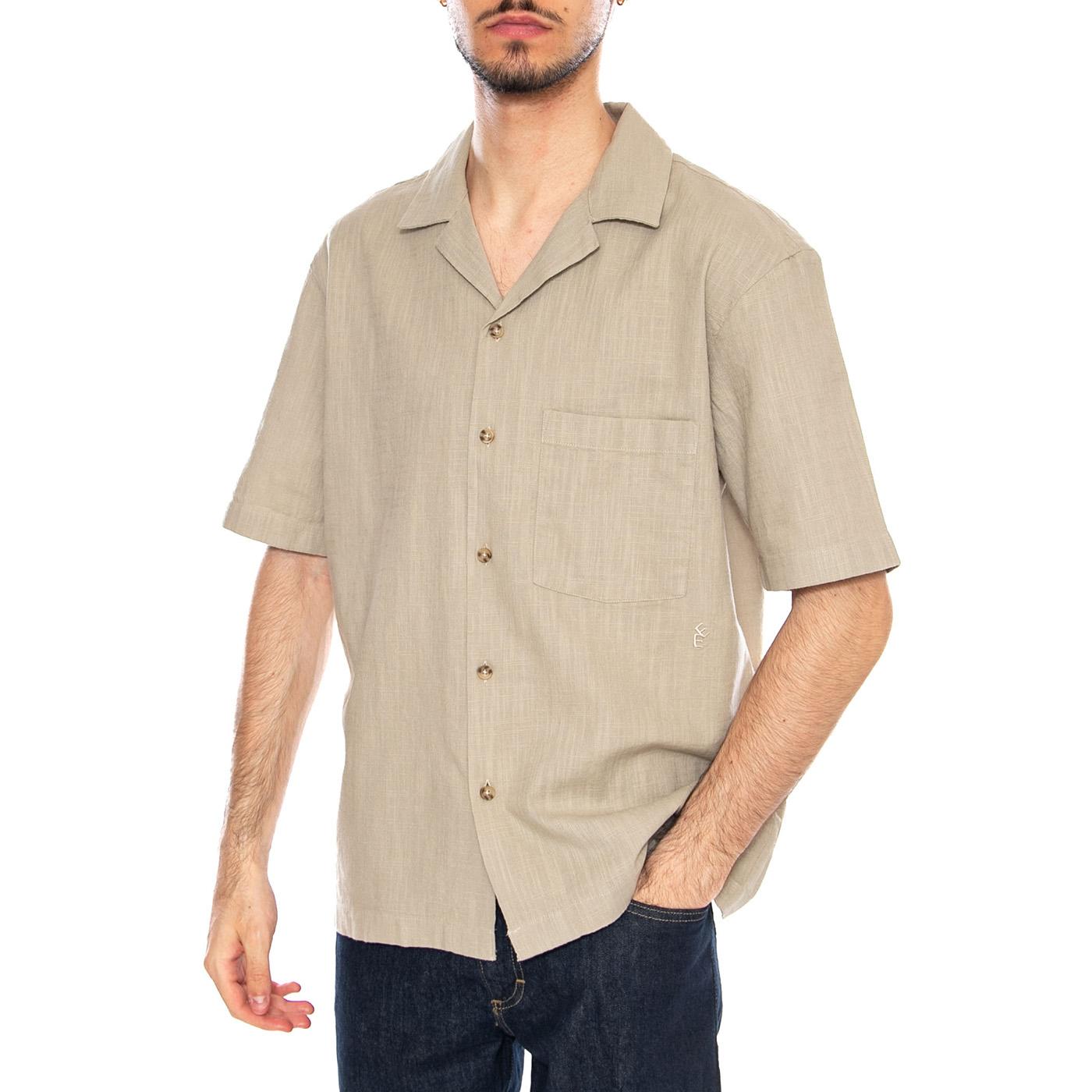 Nilio MS Shirt Stone Green - Camicia Maniche Corte Uomo Beige / Verde 331565 974 ELVINE 