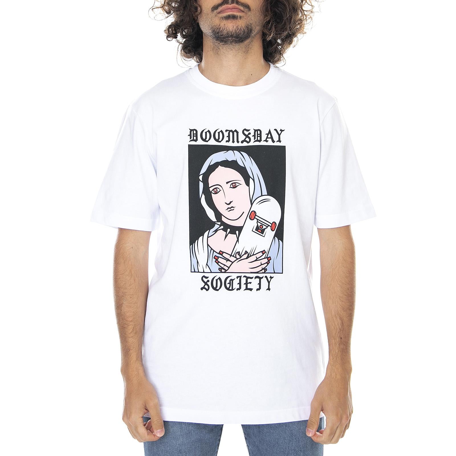 Holysk8 - Maglietta Girocollo Uomo Bianca 0261WHT . DOOMSDAY 
