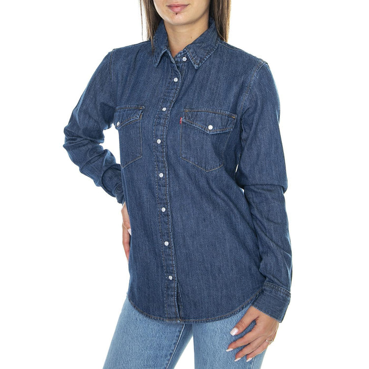 Iconic Western Air Space 3 Dark Indigo Flat Finish - Camicia Denim Jeans Donna Blu 16786-0016  LEVIS 