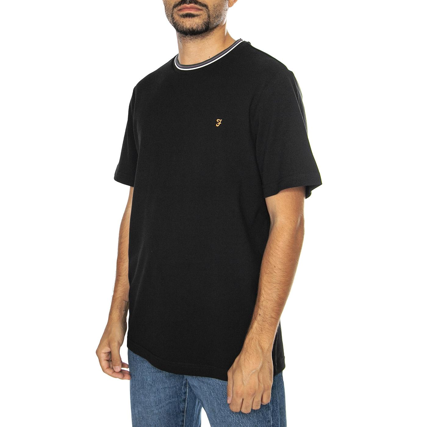 Alvin Tipped Tee Black - Maglietta Girocollo Uomo Nera F4KFE069-010  FARAH 