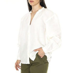 Poet Sleeve Blouse White - Camicia Donna Bianca 112352274  WRANGLER 
