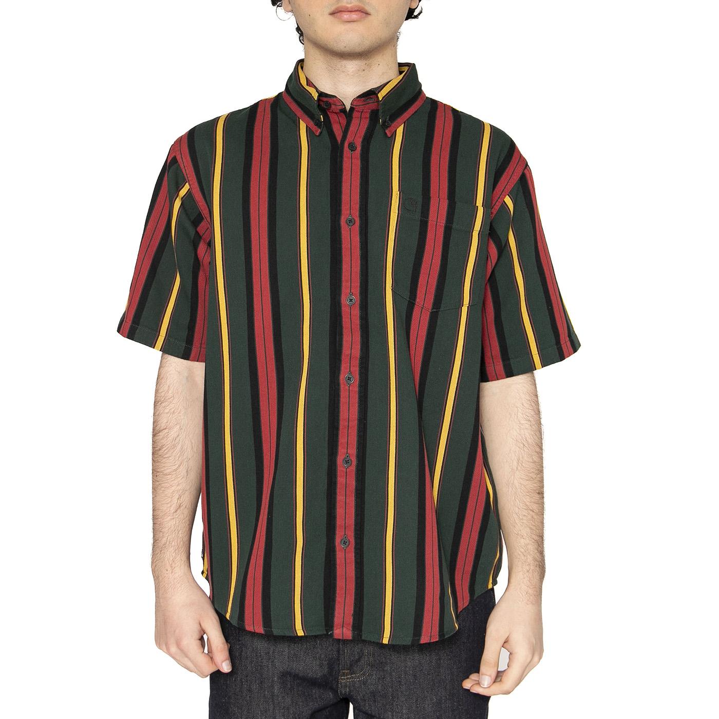 S/S Jarrell Shirt Jarrell Stripe, Conifer / Black - Camicia Maniche Corte Uomo Multicolore I034536.2USXX  CARHARTT WIP 