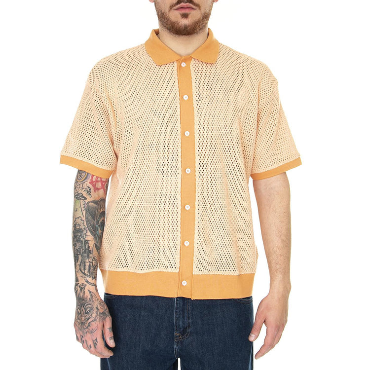 Grove Button-Up Polo Peach Sand - Camicia Maniche Corte Uomo Arancione 131090070-PCH  OBEY 