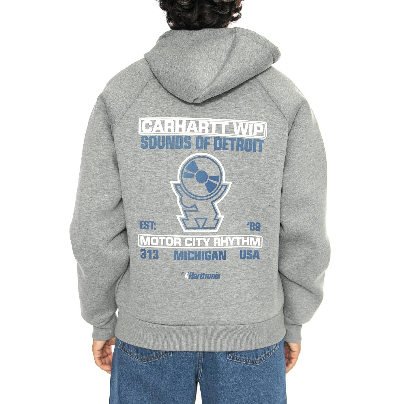 Harttronix Car-Lux Hooded Jack Dark Grey Heather / Grey - Felpa con Cappuccio e Zip Uomo Grigia I034454.2O6XX  CARHARTT WIP 