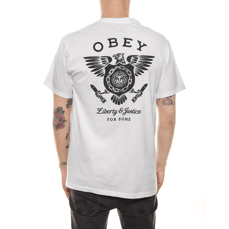 LIBERTY & JUSTICE PREMIUM S/S TEE WHITE 165361418-WHT  OBEY 