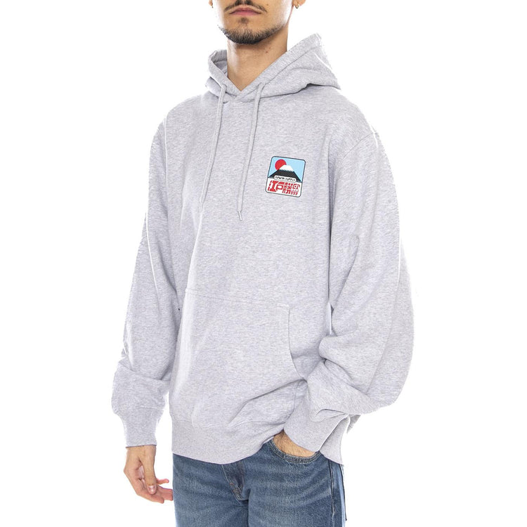 Sunset on Fuji San Hoodie Sweat Grey -- Felpa con Cappuccio Uomo Grigia I035804. DF.67 EDWIN 