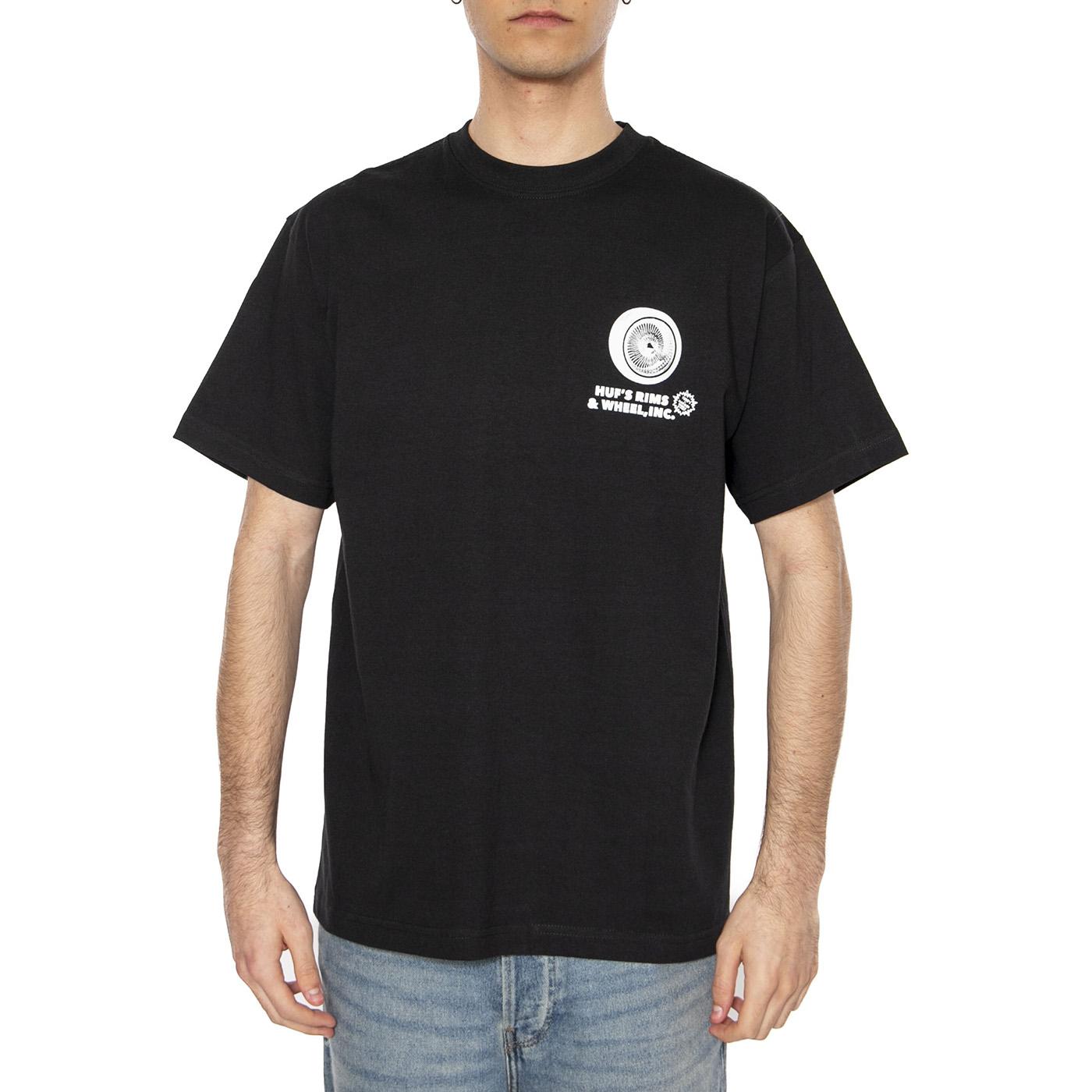 Rim & Wheel Inc S/S Tee - Maglietta Girocollo Uomo Nera TS02304-BLACK  HUF 