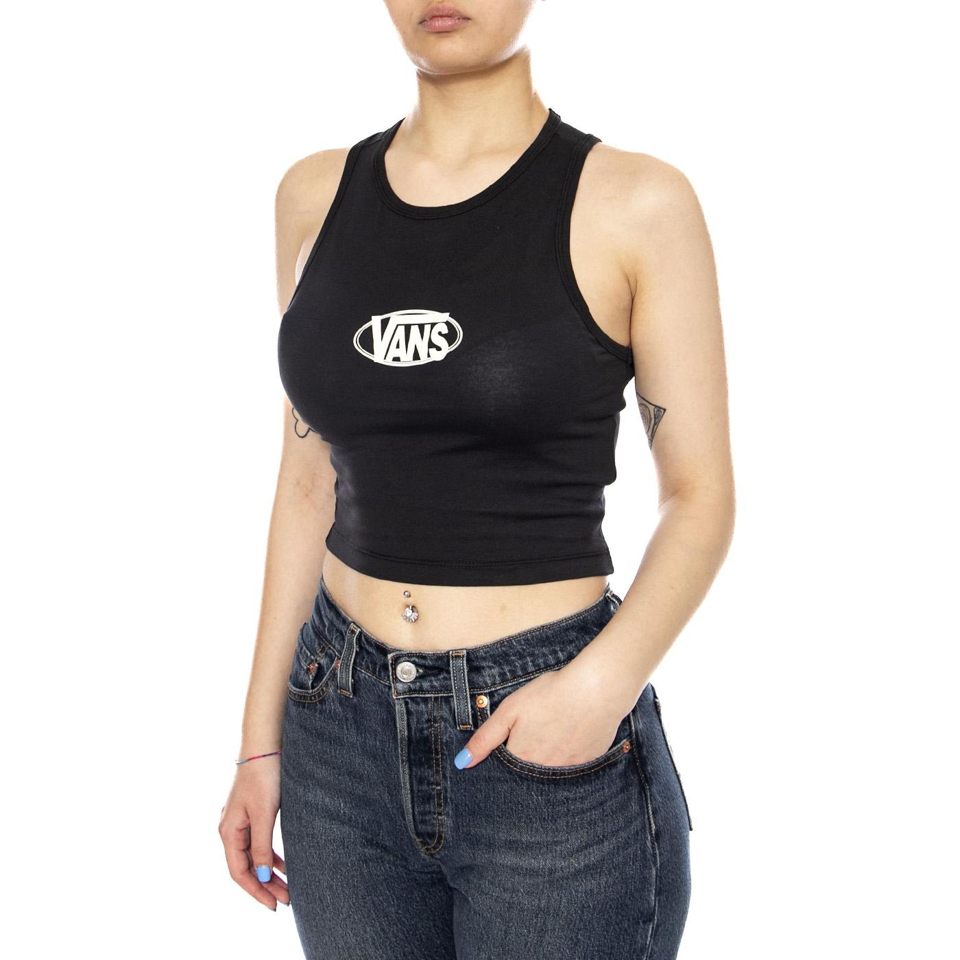 OVAL LOGO TANK BLACK - Canotta Donna Nera VN000XDP BLK1 VANS 