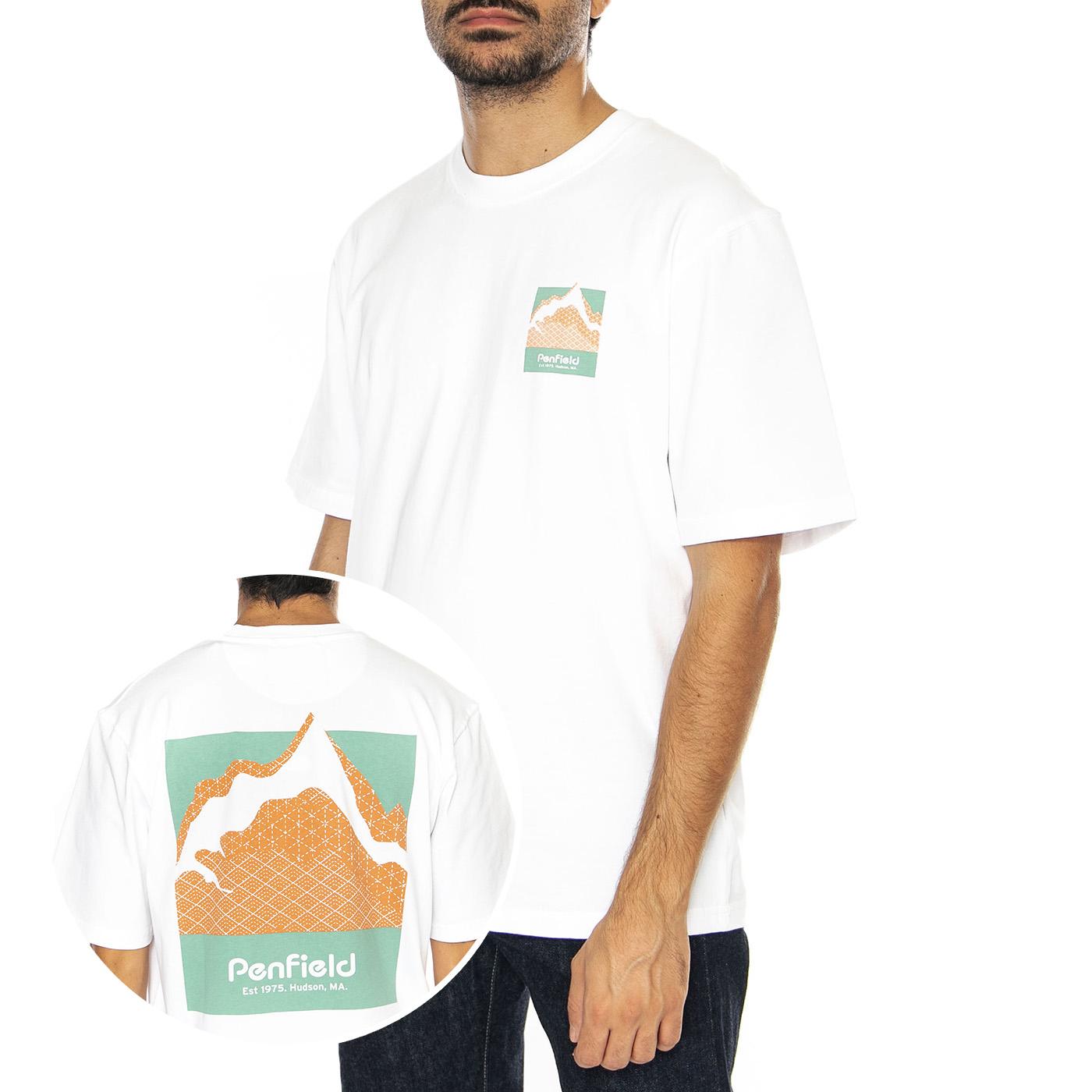 Mountain Back Print T-Shirt Bright White - Maglietta Girocollo Uomo Bianca PFD0494-002  PENFIELD 