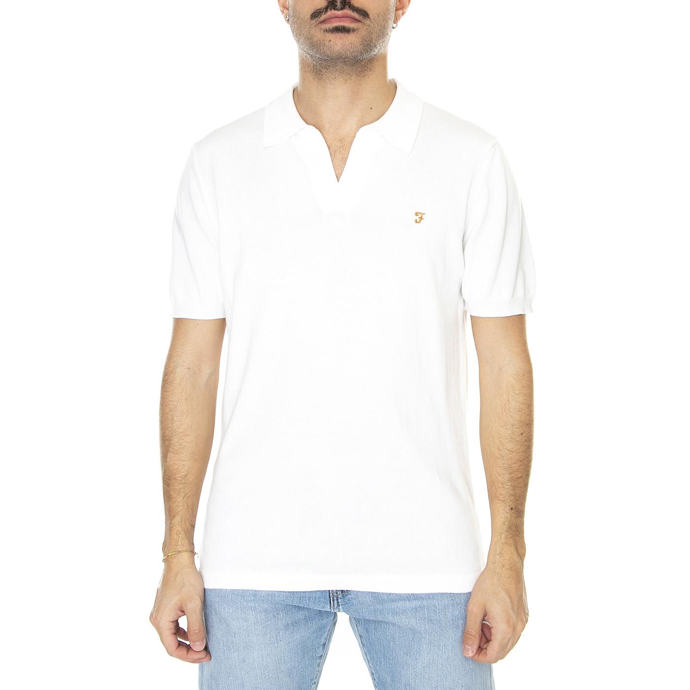 Purcell SS Knitted Polo - Polo Uomo Bianca F4GSD063-280  FARAH 