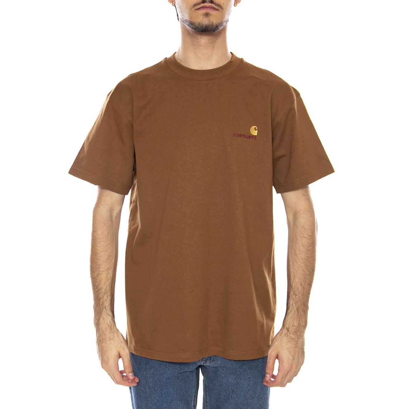 S/S American Script T-Shirt Hamilton Brown - Maglietta Girocollo Uomo Marrone I029956.HZXX . CARHARTT WIP 