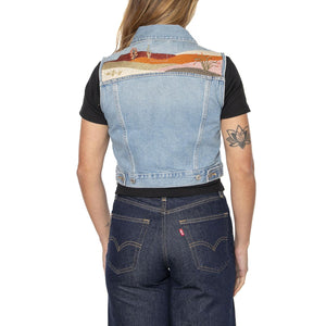 Embroidered XS Vest Desert Utopia Trucker - Giacca Smanicata Donna Blu 002A7-0000 . LEVIS 