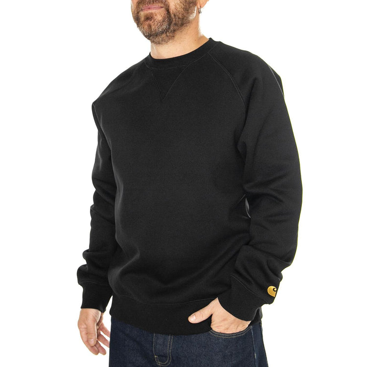 Chase Sweat Black / Gold - Felpa Girocollo Uomo Nera I033660.00FXX  CARHARTT WIP 