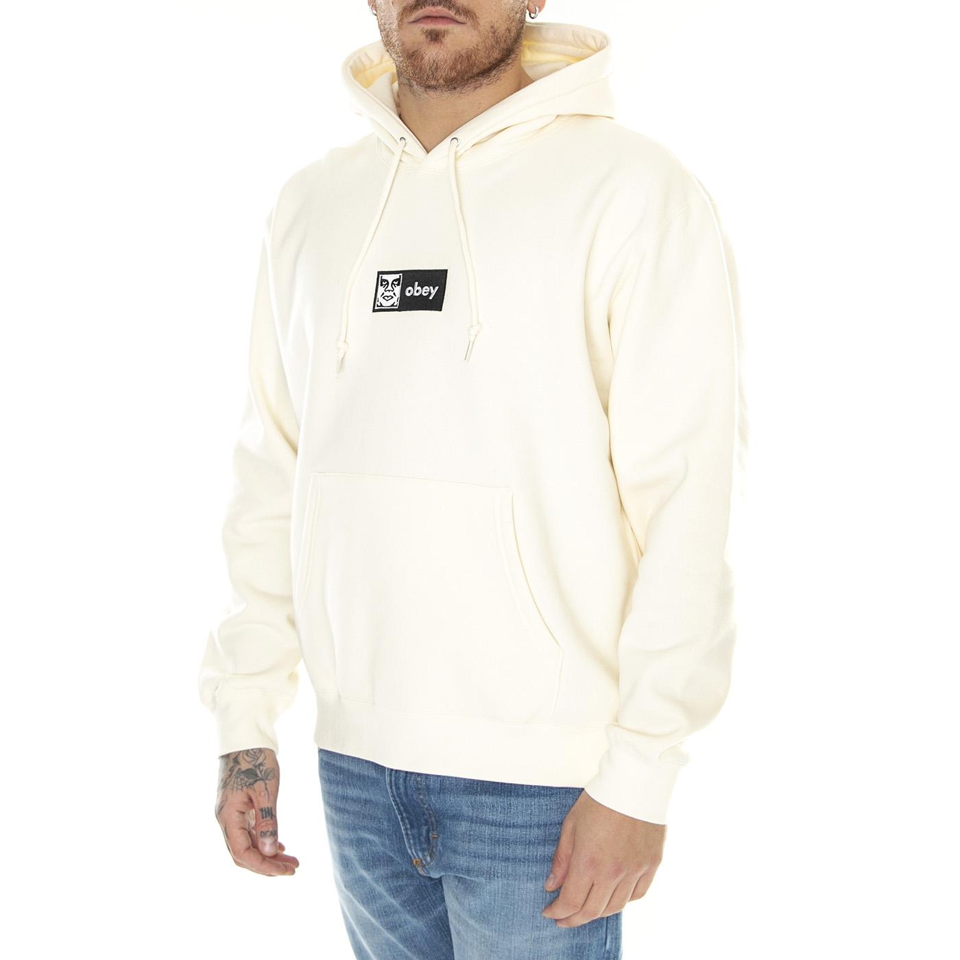 Icon Embroidered Hood Unbleached - Felpa con Cappuccio Uomo Bianca 112470202-UBL  OBEY 