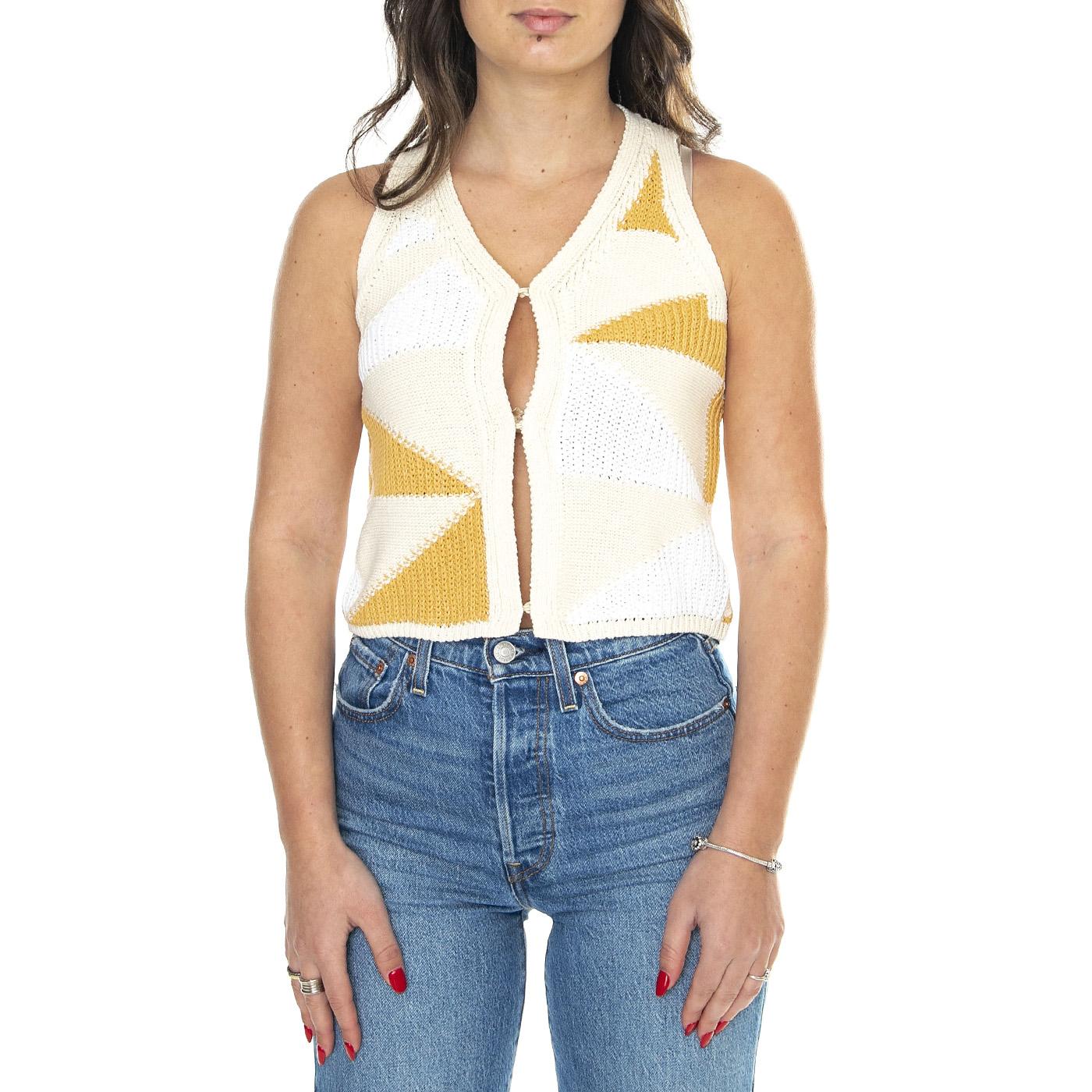 Ecru Robbie Knitted Vest - Top Donna Bianco WKN00181-ECRU  THINKING 