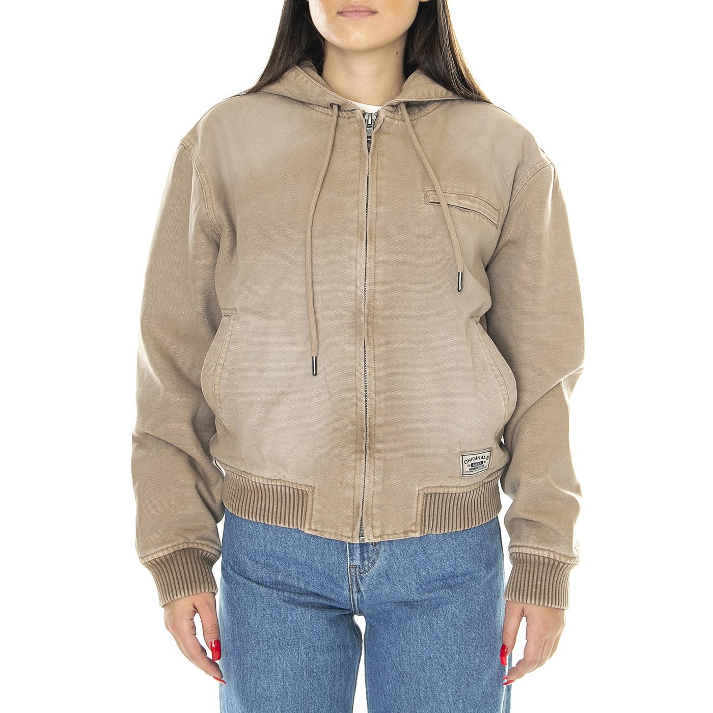 Go Canvas Worker Hoodie Washed Brown - Giacca Invernale Donna Marrone M3BG85WBDZ0-F1GM  GUESS ORIGINALS 