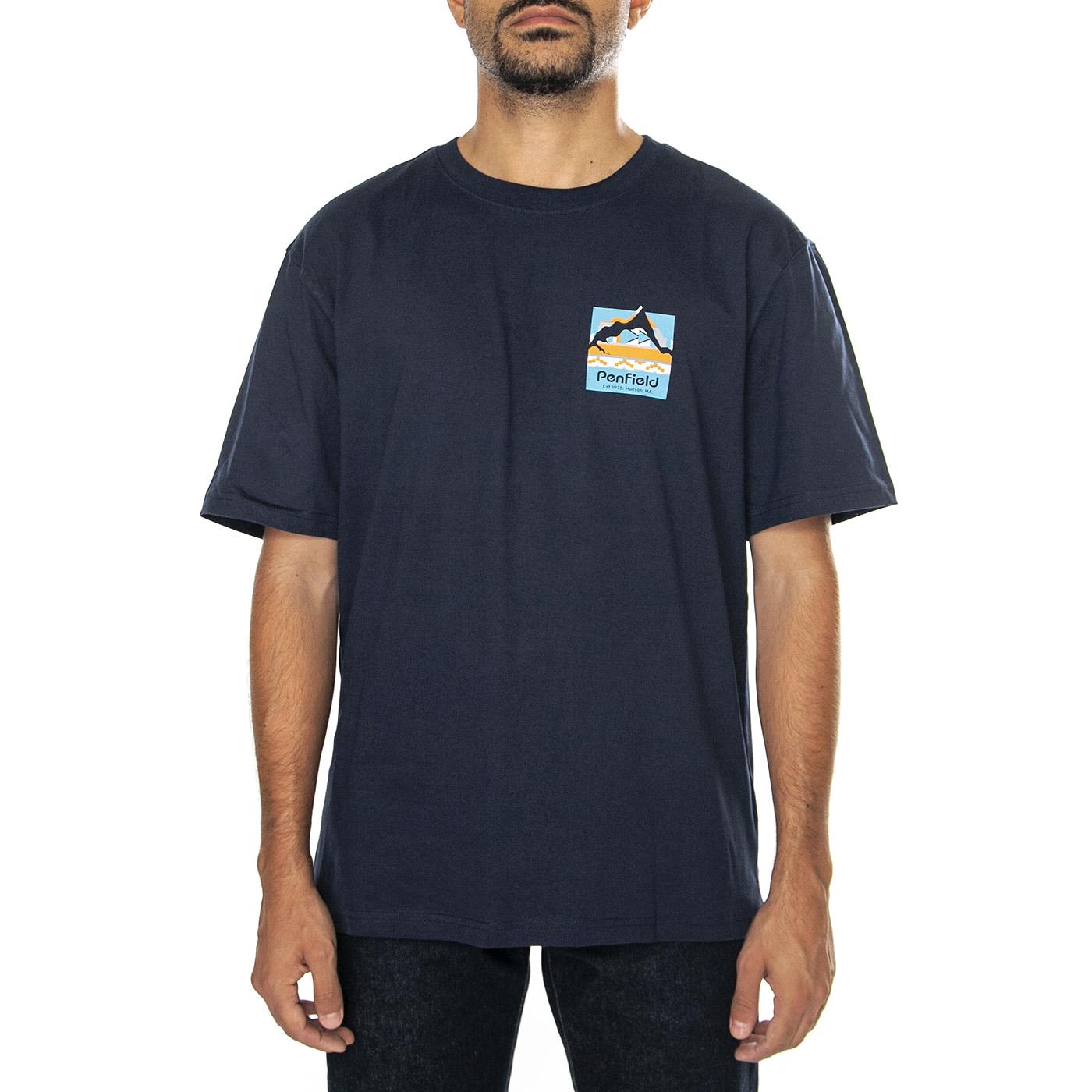 Geo Back Print T-Shirt Navy Blazer - Maglietta Girocollo Uomo Blu PFD0338-203  PENFIELD 