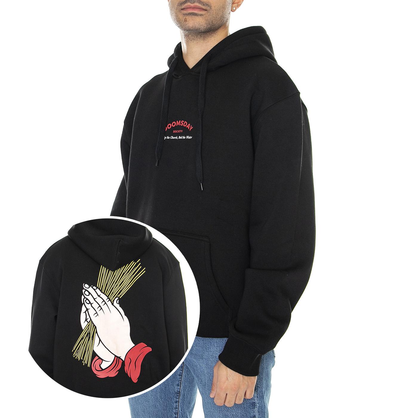 Holy Pasta Hoodie Black - Felpa con Cappuccio Uomo Nera HDY0101BLK  DOOMSDAY 