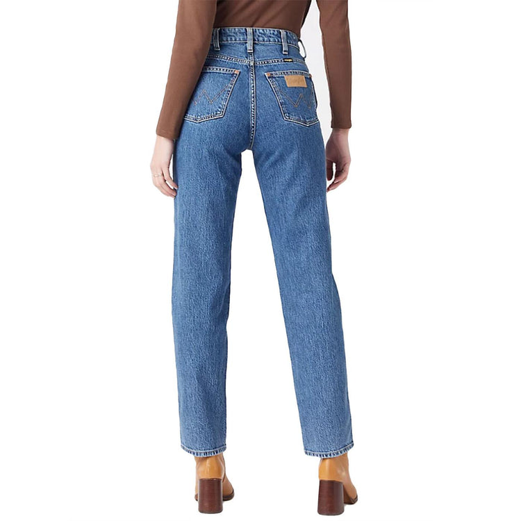 Mom Straight Winter Hue Denim Pants - Pantaloni Denim Jeans Donna Blu W27M16Z18  WRANGLER 