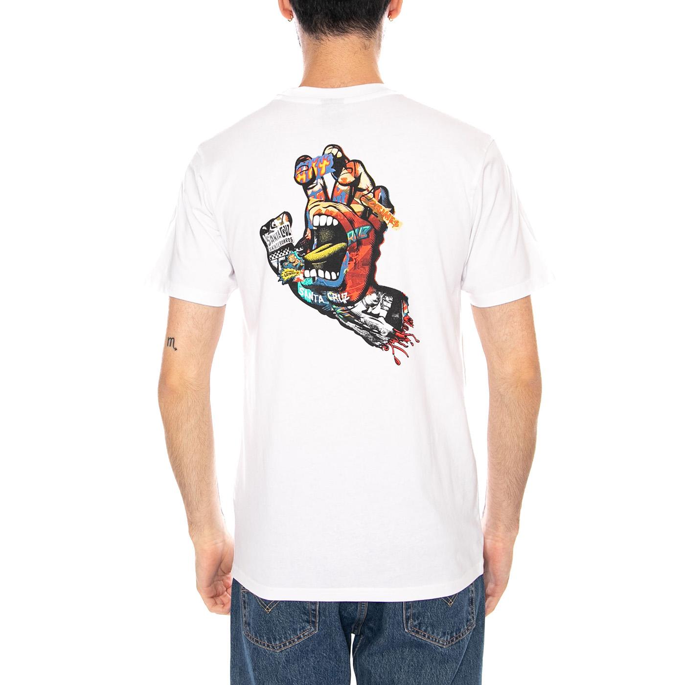 COLLAGE HAND T-SHIRT - Maglietta Girocollo Uomo Bianca SCA-TEE-13257 WHT SANTA CRUZ 