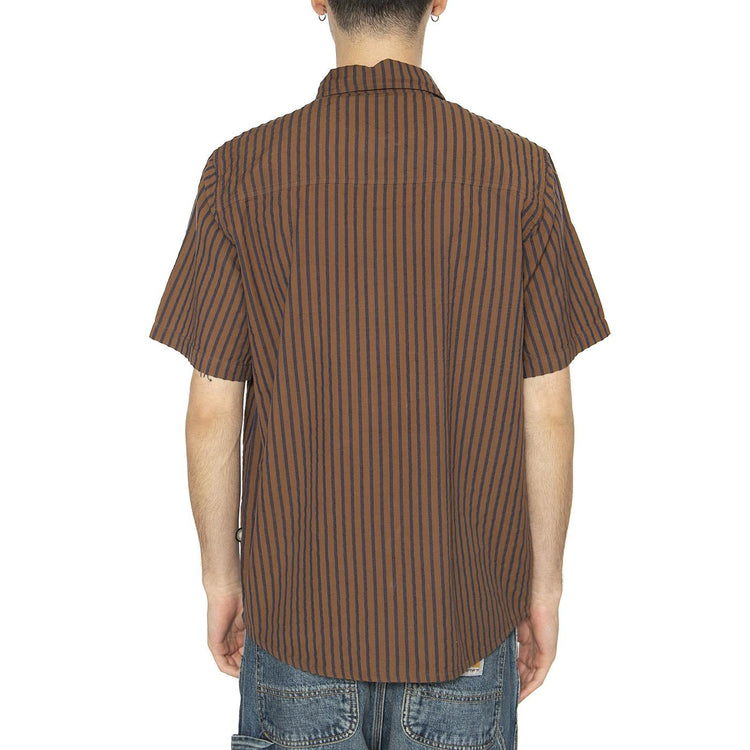 Brown Stripes Tom Shirt Brown - Camicia Maniche Corte Uomo Multicolore MSH00198-BROWN  THINKING 