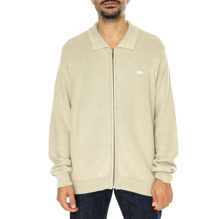 Anton Zip Overdyed Sweater Putty - Maglione con Zip Uomo Beige KN00511-PUTTY  HUF 