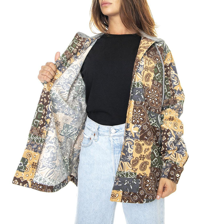Patchwork Cord Hooded Jacket Brown - Giacca Invernale con Cappuccio Donna Multicolore WJK0028-BROWN  HUF 