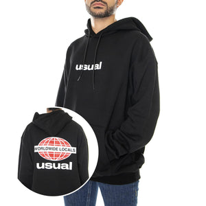 Worldwide Locals Hoodie Black - Felpa con Cappuccio Uomo Nera W22H_WWL_BLK  USUAL 