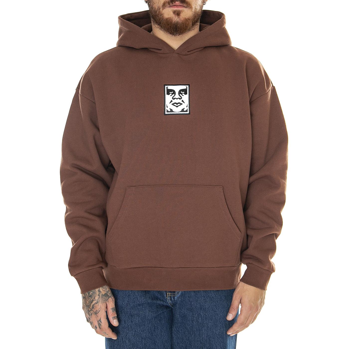 Icon Extra Heavy Hood II Fleece Sepia - Felpa con Cappuccio Uomo Marrone 112470196-SEP  OBEY 