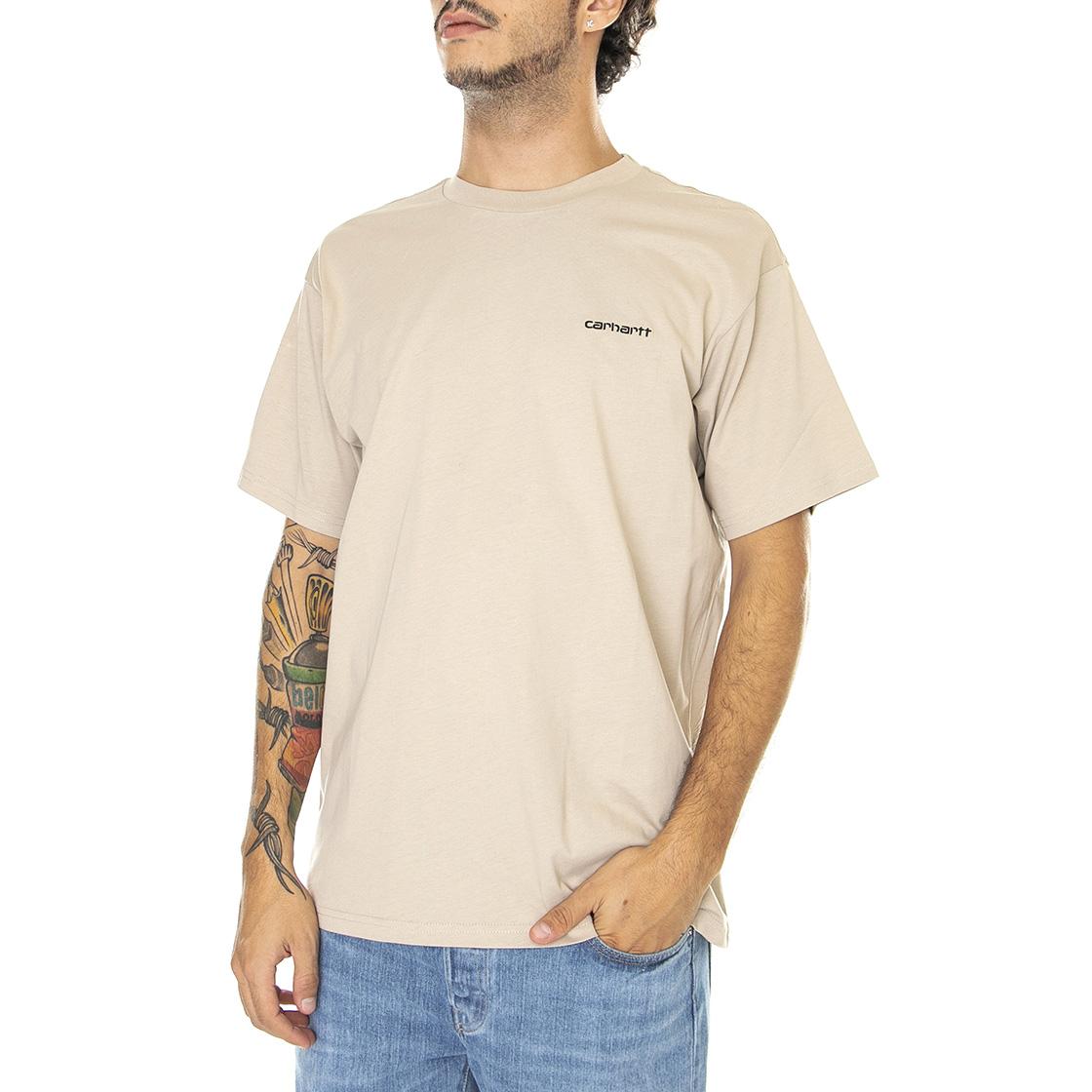 S/S Script Embroidery T-Shirt Wall / Black - Maglietta Girocollo Uomo Beige I030435-AWXX  CARHARTT WIP 