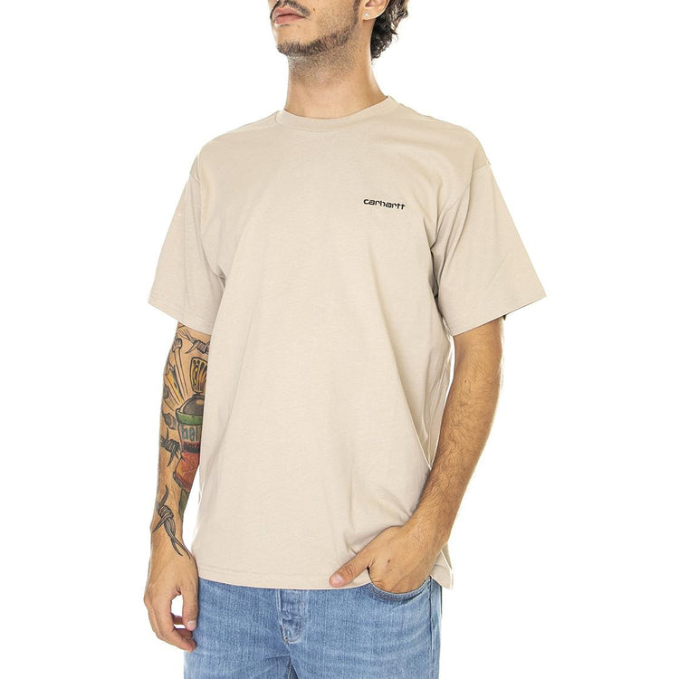 S/S Script Embroidery T-Shirt Wall / Black - Maglietta Girocollo Uomo Beige I030435-AWXX  CARHARTT WIP 