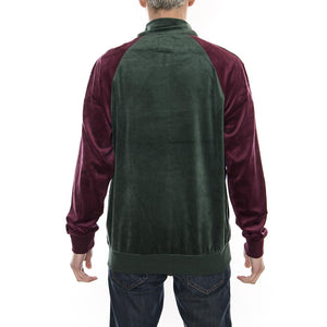 VELOUR PANELED TRACK JACKET GREEN 115393-GREEN  STUSSY 