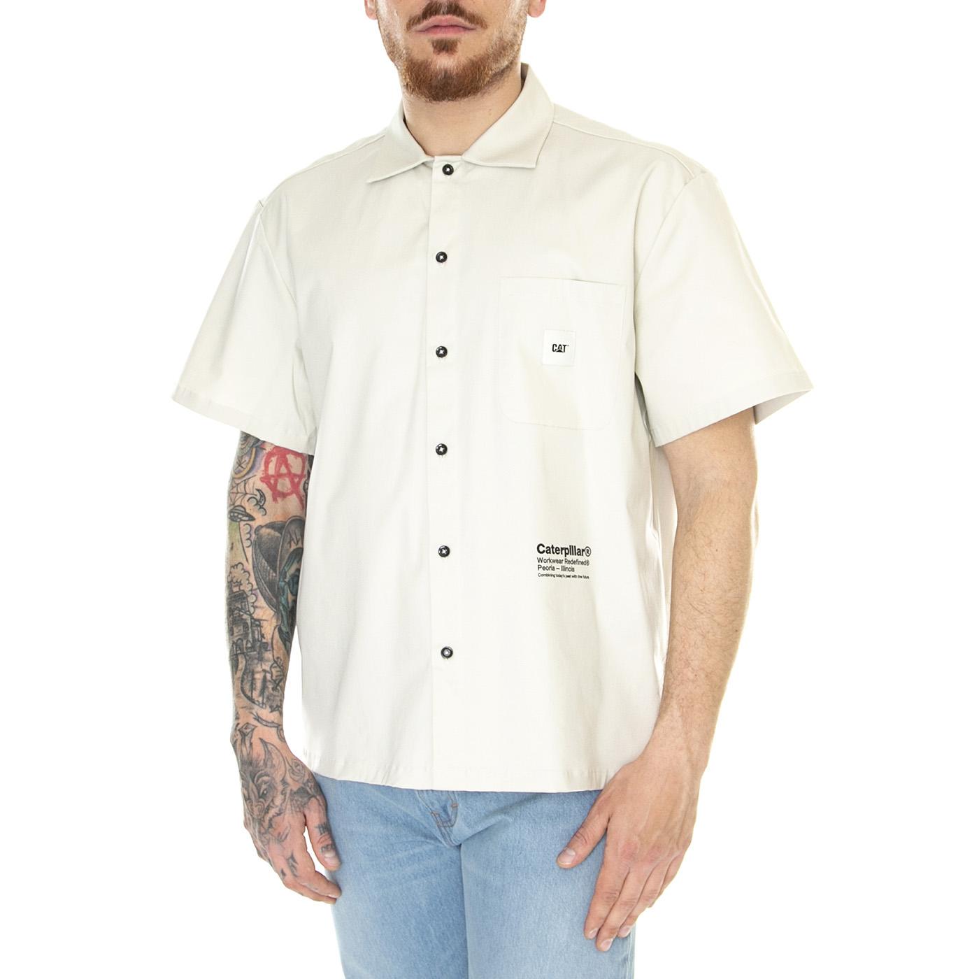 Basic Sleeves Shirt Bone - Camicia Maniche Corte Uomo Bianca 6020014-11-4300  CAT 