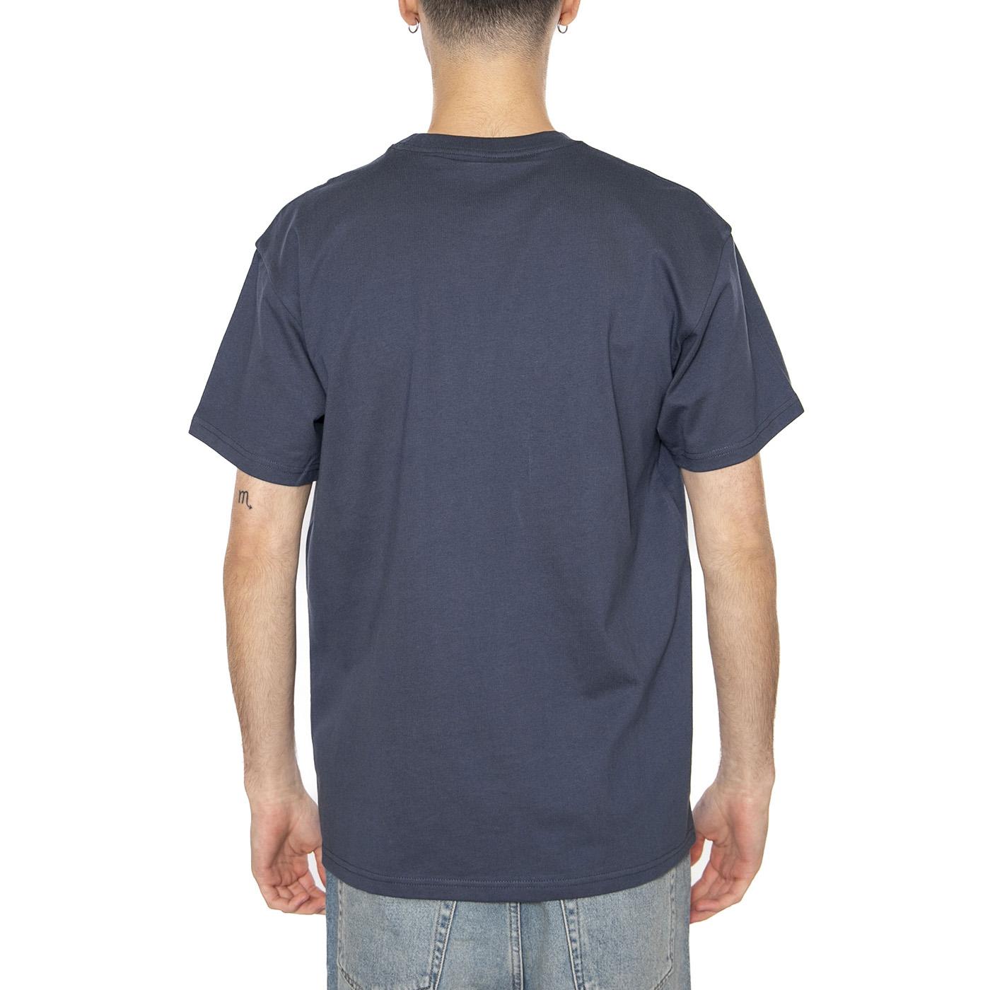 S/S Chase T-Shirt Dusky Blue / Gold - Maglietta Girocollo Uomo Blu I026391.2Q8XX  CARHARTT WIP 