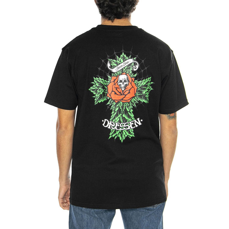 Dressen Rose Cross Black - Maglietta Girocollo Uomo Nera SCA-TEE-11674  SANTA CRUZ 