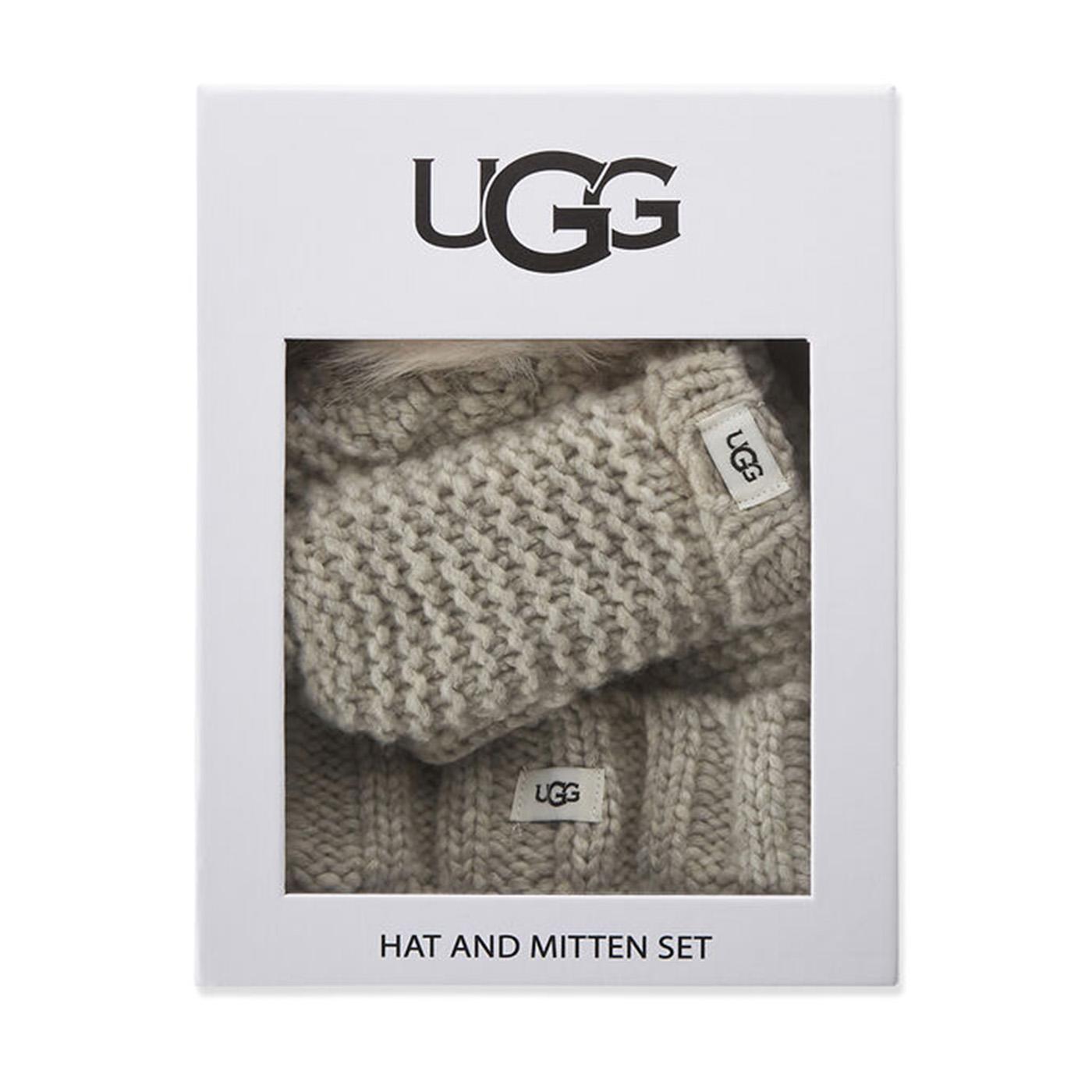 Infant Girls Knit Set Light Grey - Set Cappellino e Guanti in Lana Bambini Grigio UGA20124-LGRY  UGG 