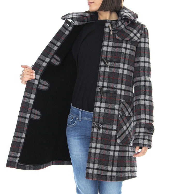 Wm London Duffle Coat Check Grey MECM053-BLK-TRT  ORIGINAL MONTGOMERY 